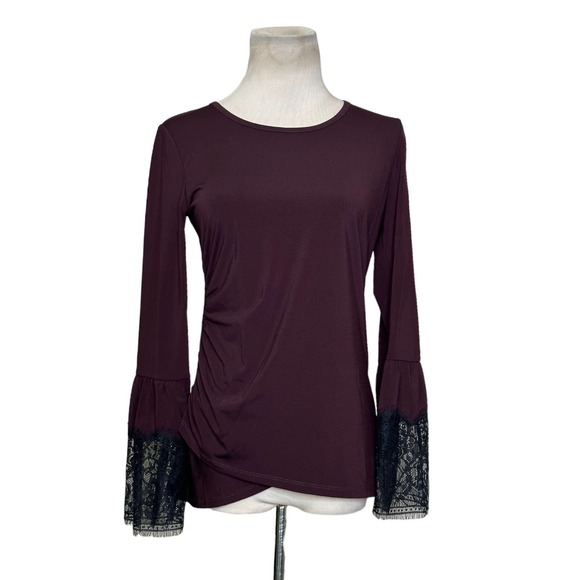 KOBI Aubergine/Black Miley Long Sleeve Blouse size Small - Picture 15 of 15